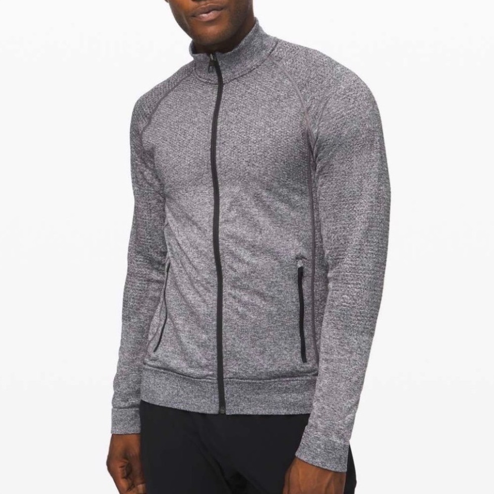 Lululemon Engineered Warmth Jacket Merino Wool Zip Grey Mens M‎ Slim Fit LM3BPUS